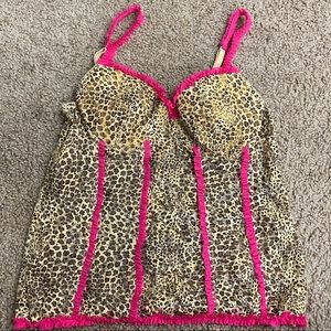 Arianne size XL leopard and hot pink lingerie top